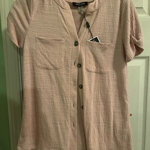 Cable & Gauge Pale Pink/ Rose Short Sleeve Button Down Shirt NWT size Small